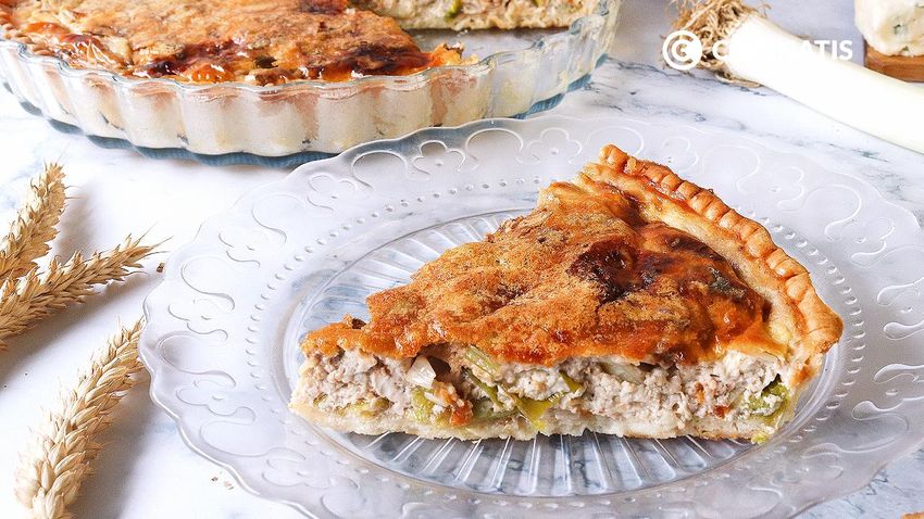 receta quiche de puerros queso azul y nueces