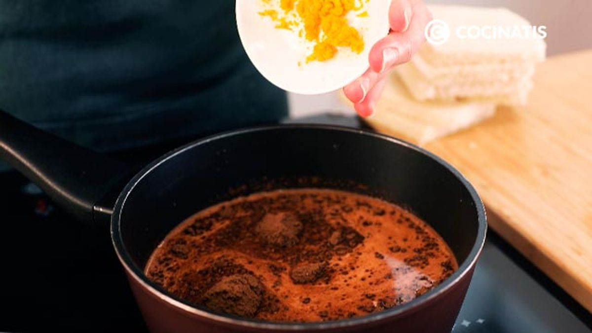 Receta de pudin de chocolate  paso 1