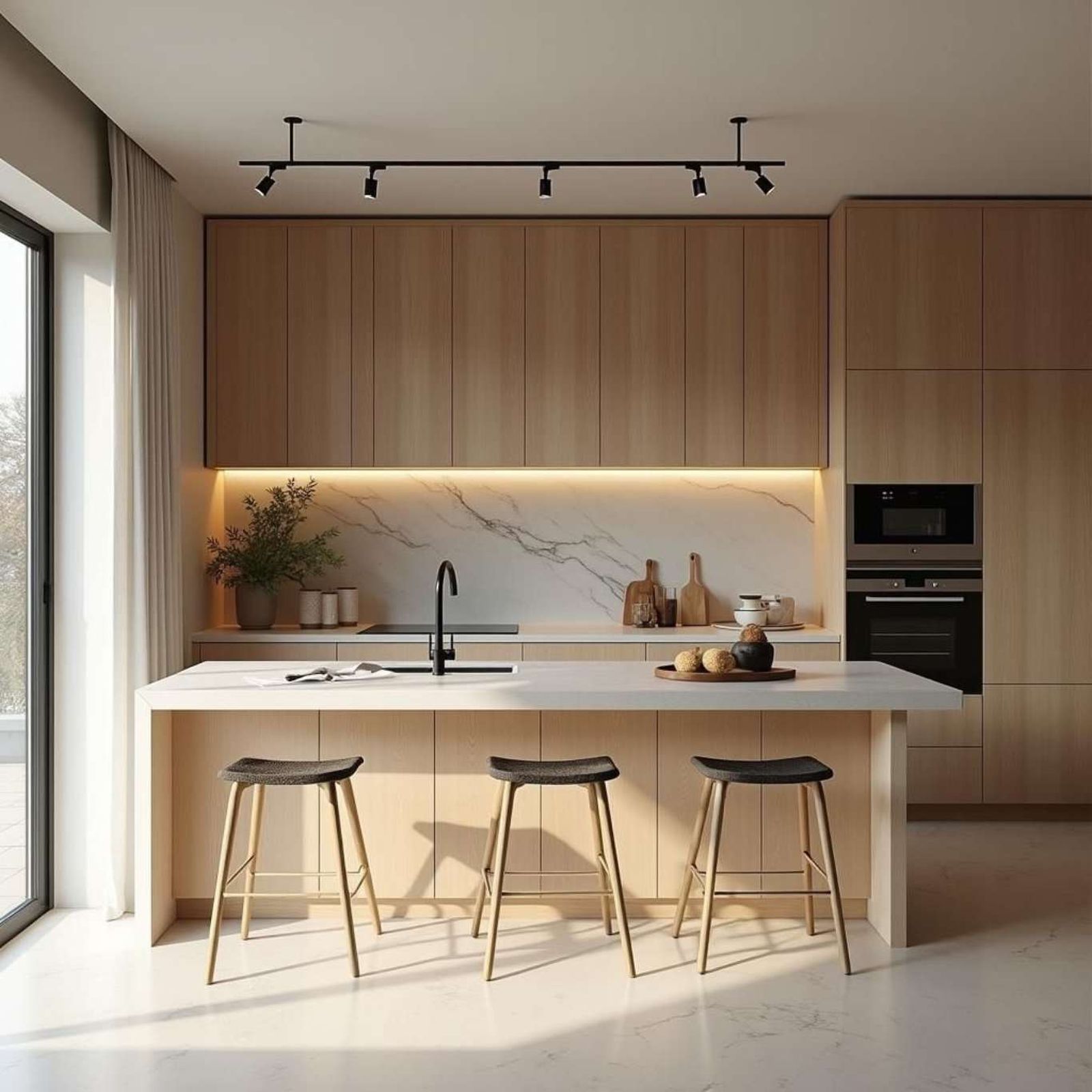 Cocina luminosa en madera