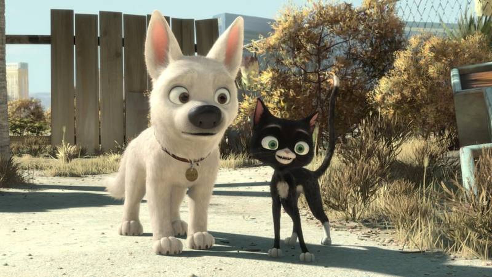 Bolt, un perro estrella de televisión, inicia una gran aventura junto a Mittens.