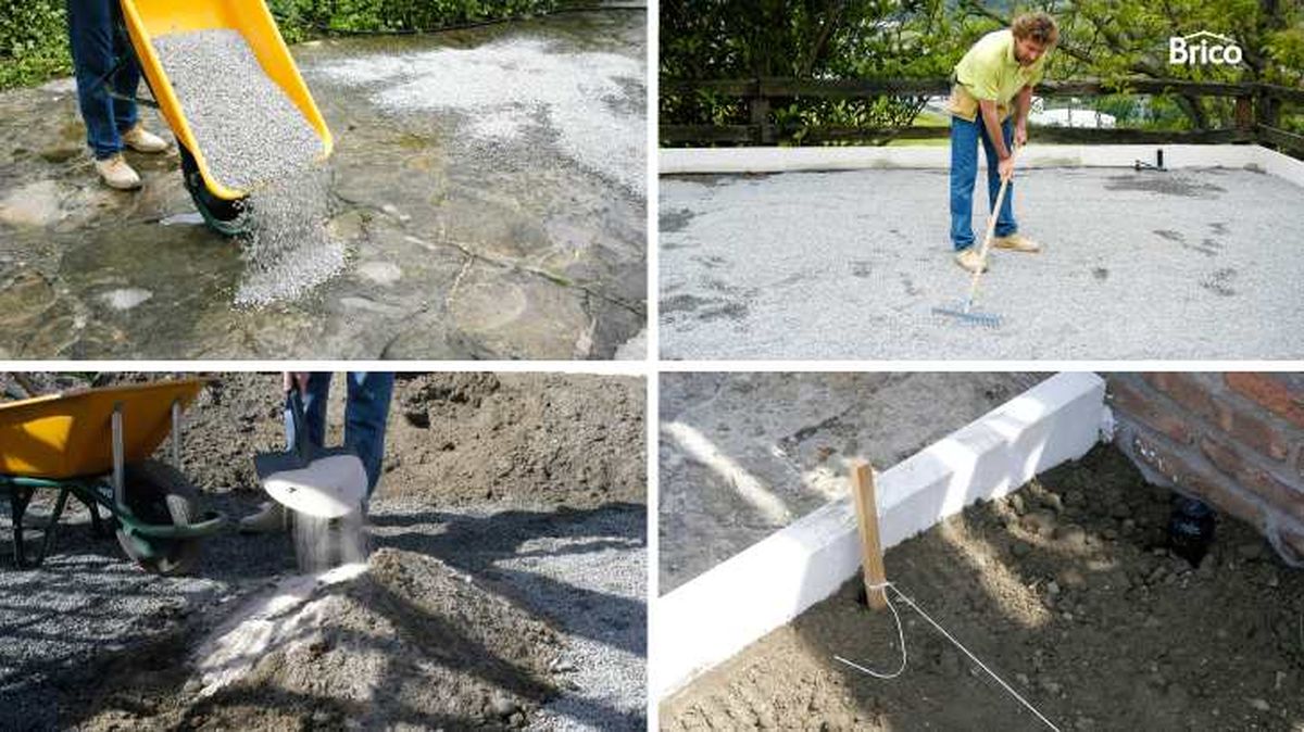 Echar la grava y la arena de sílice en la superficie