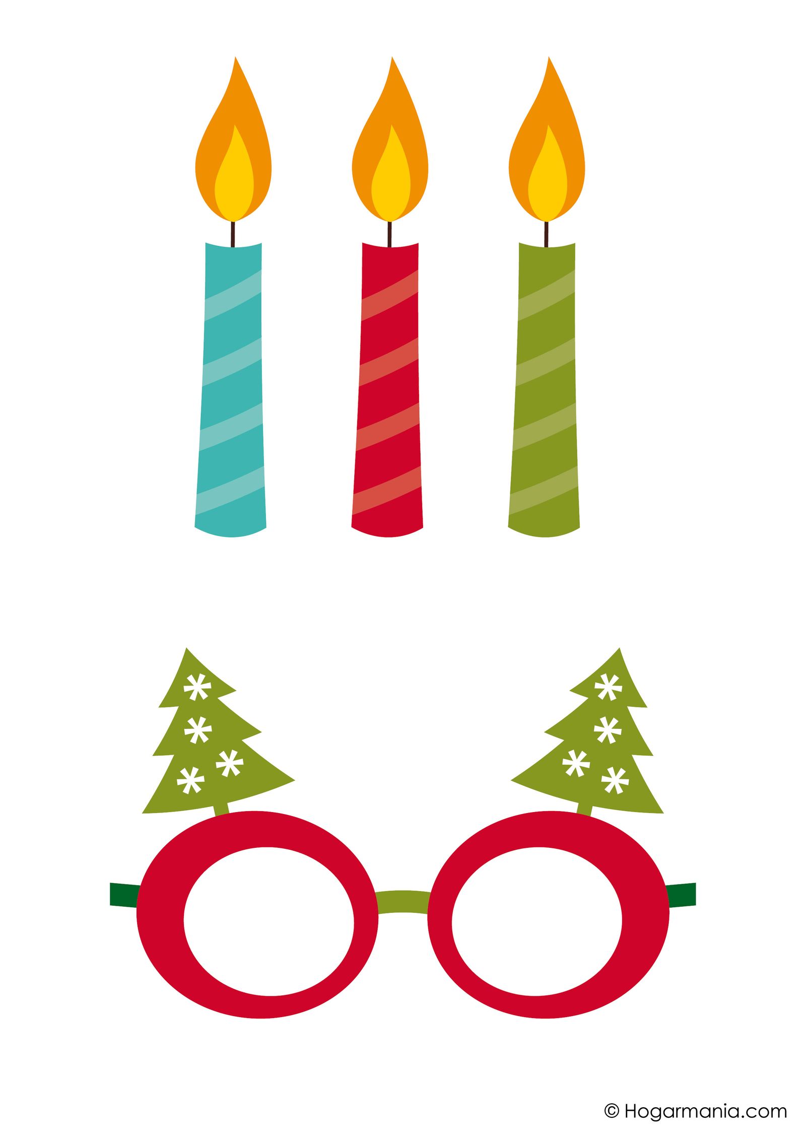 Kit descargable para hacer un photocall de Navidad gafas velas Kit descargable para hacer un photocall de Navidad gafas velas