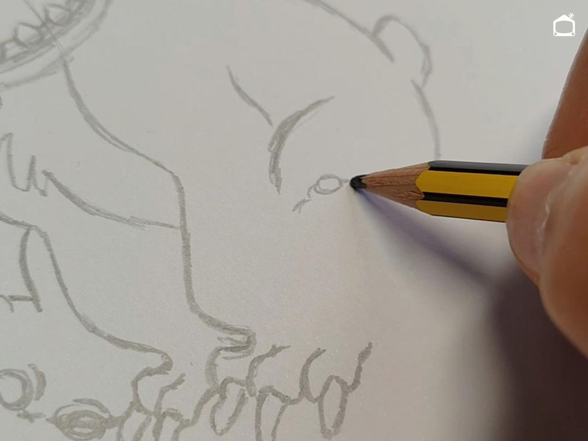 Cómo dibujar a Stitch, paso cuatro.