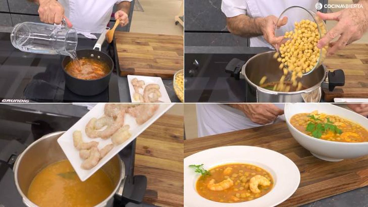 garbanzos con langostinos receta karl7245 pasos