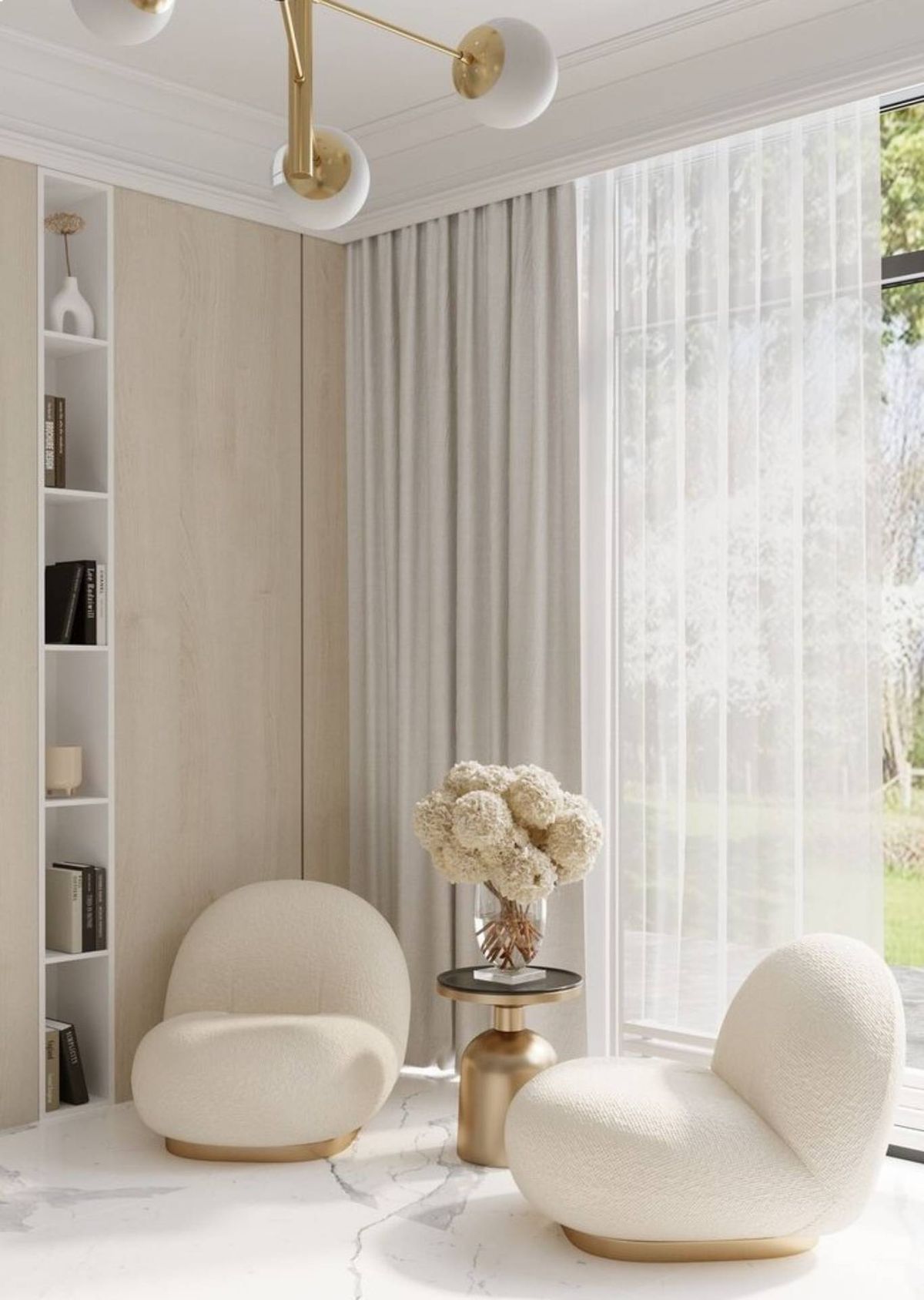 Efecto degradado en gris: visillo claro y cortina oscura para profundidad visual.