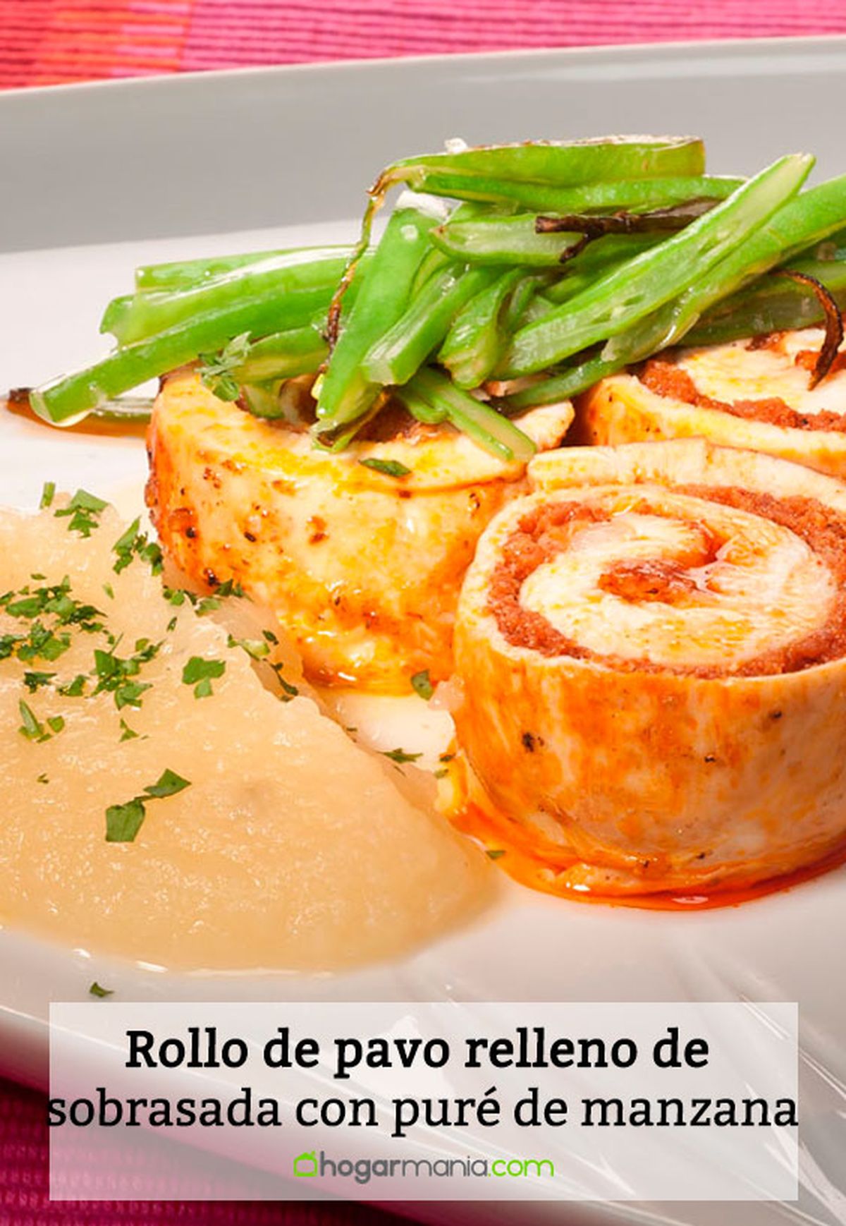 rollo pavo relleno sobrasada pure manzana pin