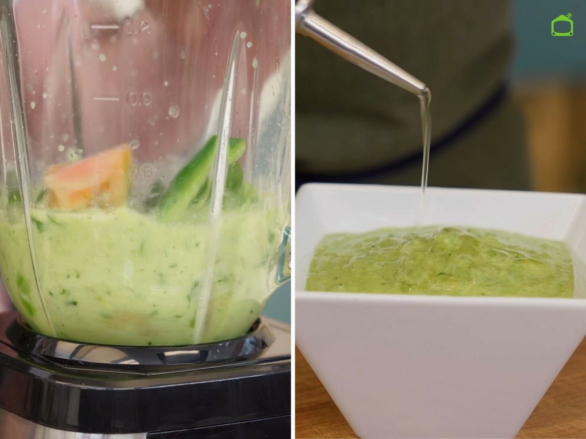 Tritura los ingredientes para hacer la salsa verde