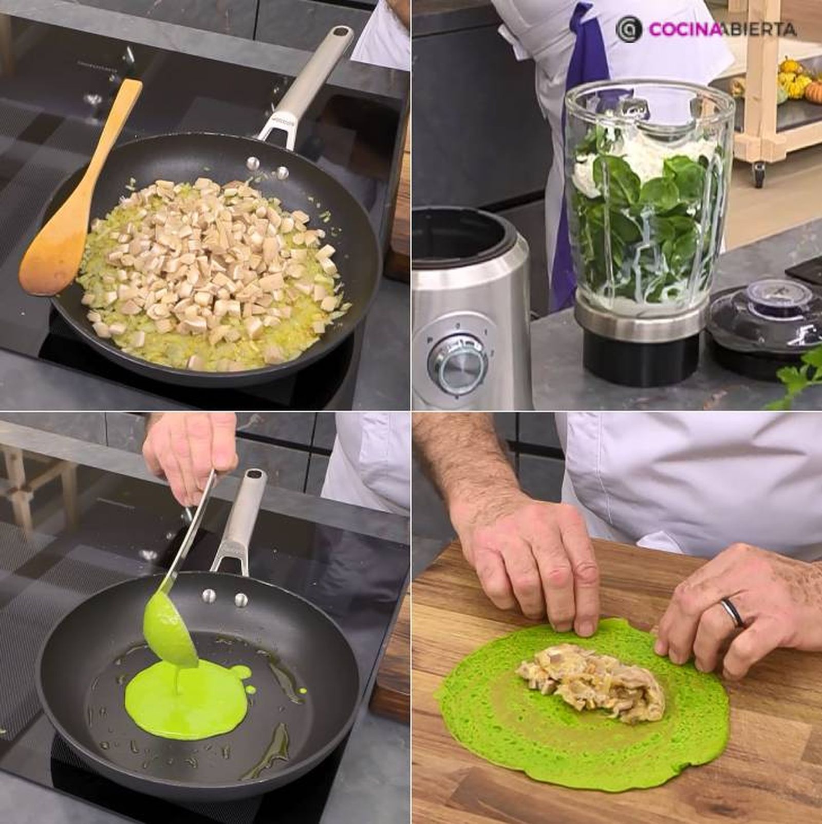 crepes espinacas con setas pasos crepes espinacas con setas pasos