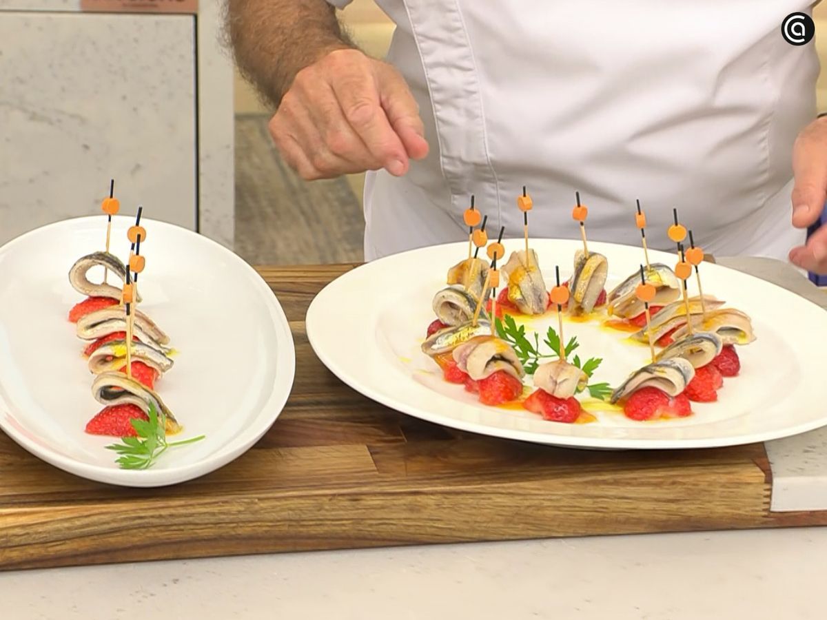 Bocados de anchoa y fresa - paso 5
