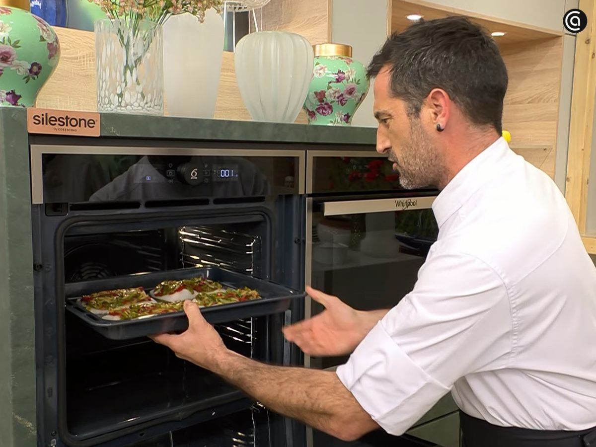 Merluza en costra de piperrada - paso 2