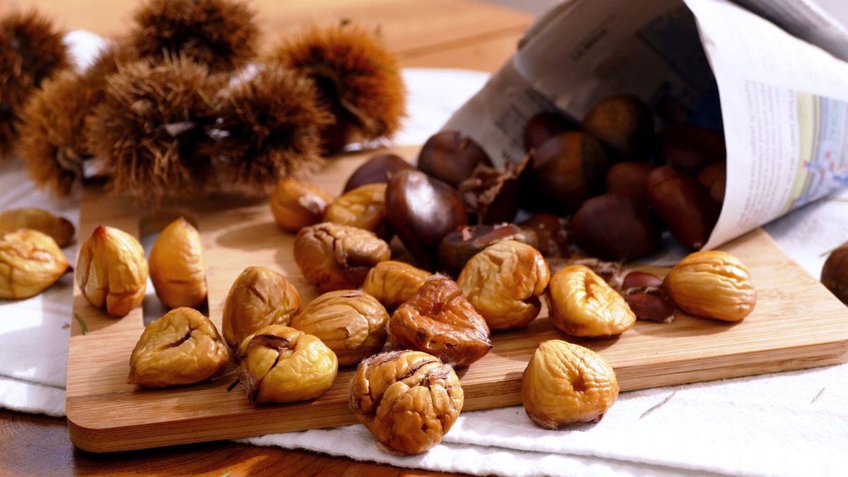 Castañas asadas en el horno