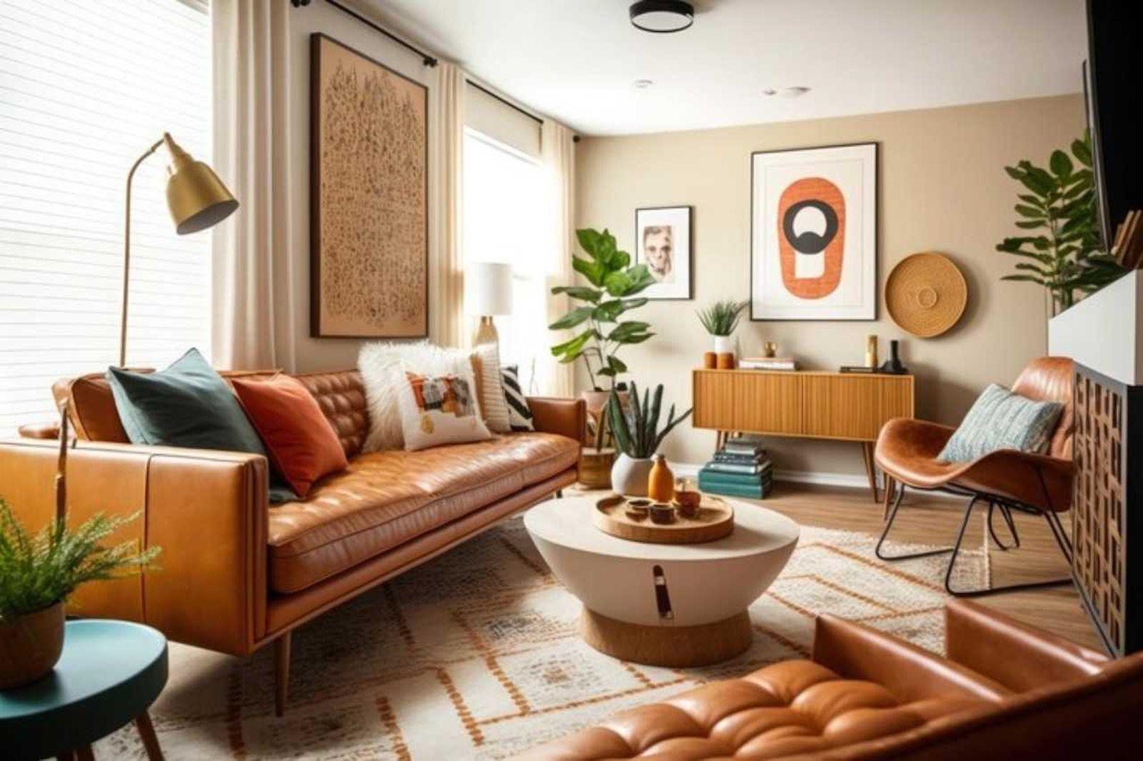Salón moderno con decoración atemporal.