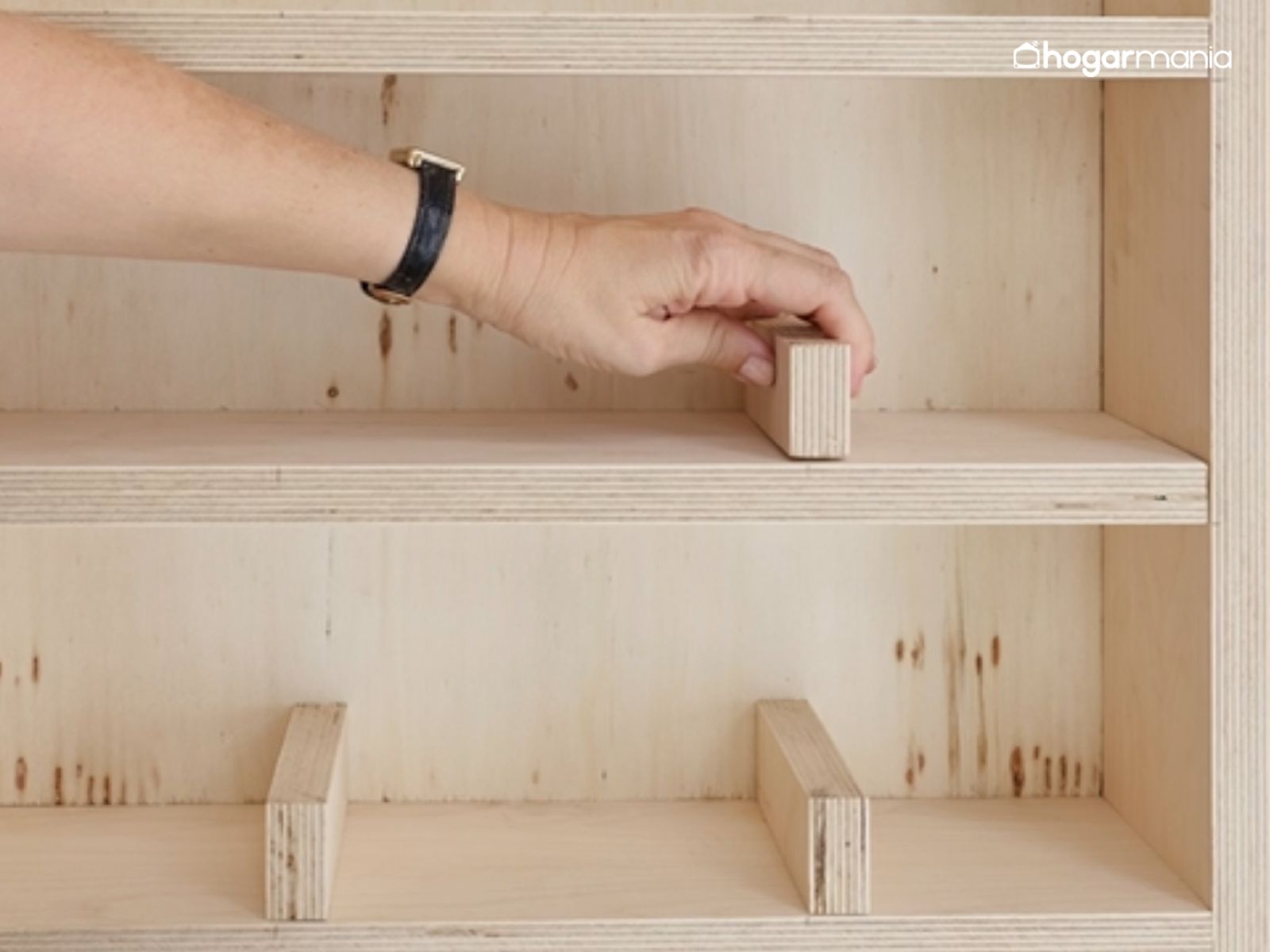 Coloca los listones interiores que servirán como separadores para las tazas.