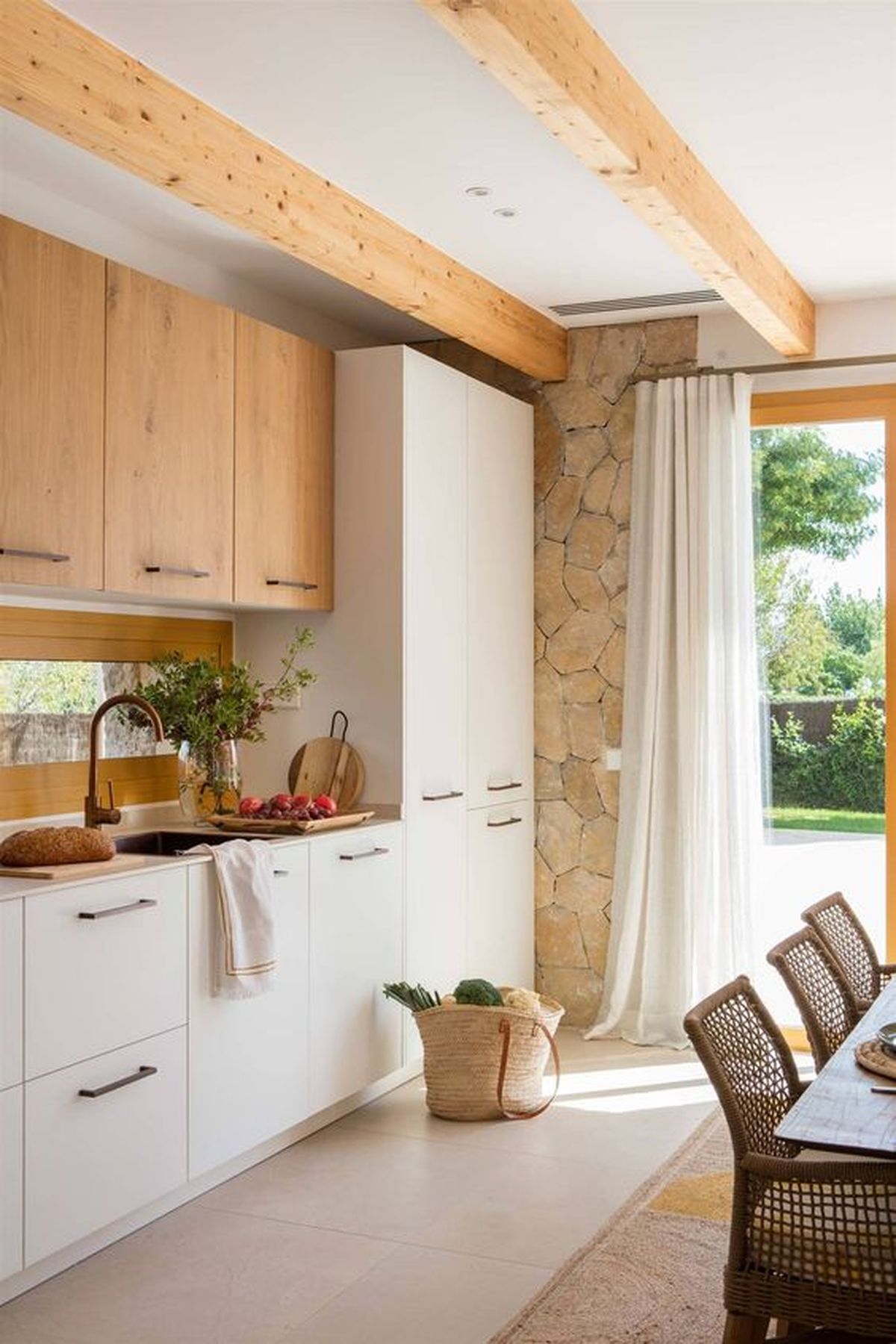 cocina blanca madera madera muebles