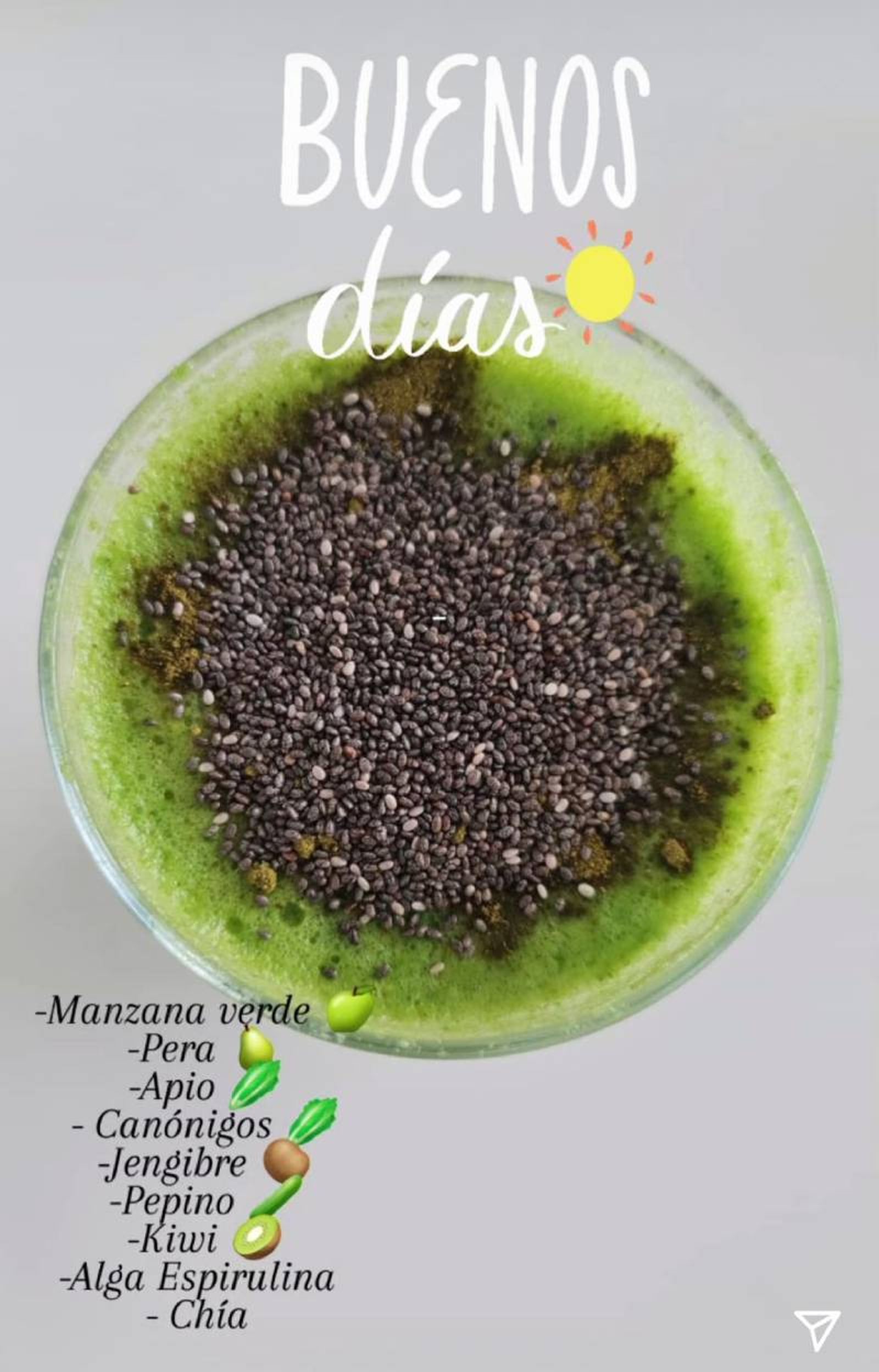 El batido verde con semillas de chía es uno de los desayunos de Paula Echeverría El batido verde con semillas de chía es uno de los desayunos de Paula Echeverría
