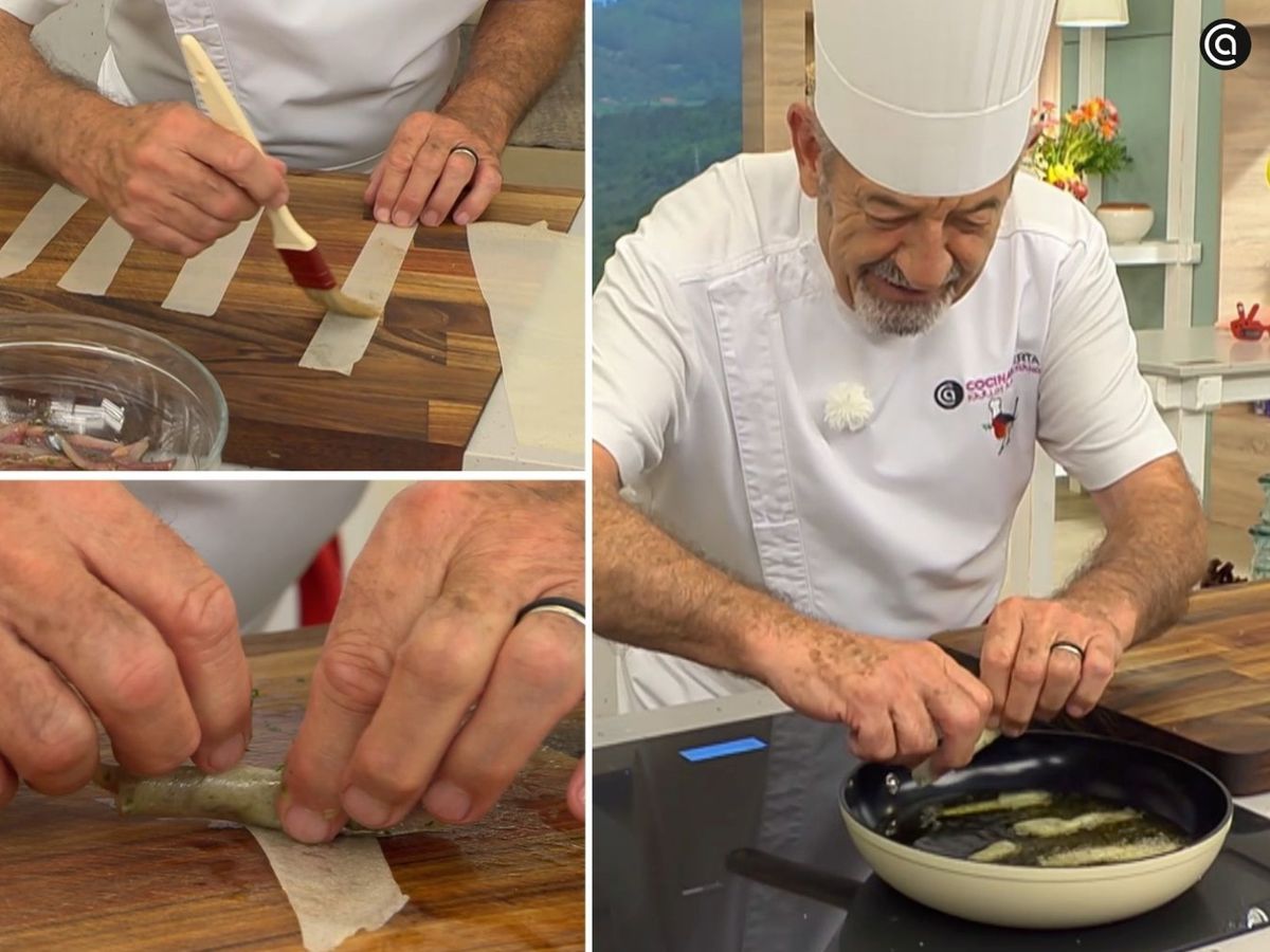 Cubre las anchoas con la pasta brick y fríelas en abundante aceite