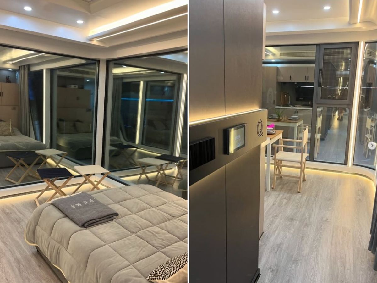 Interior de una casa cápsula