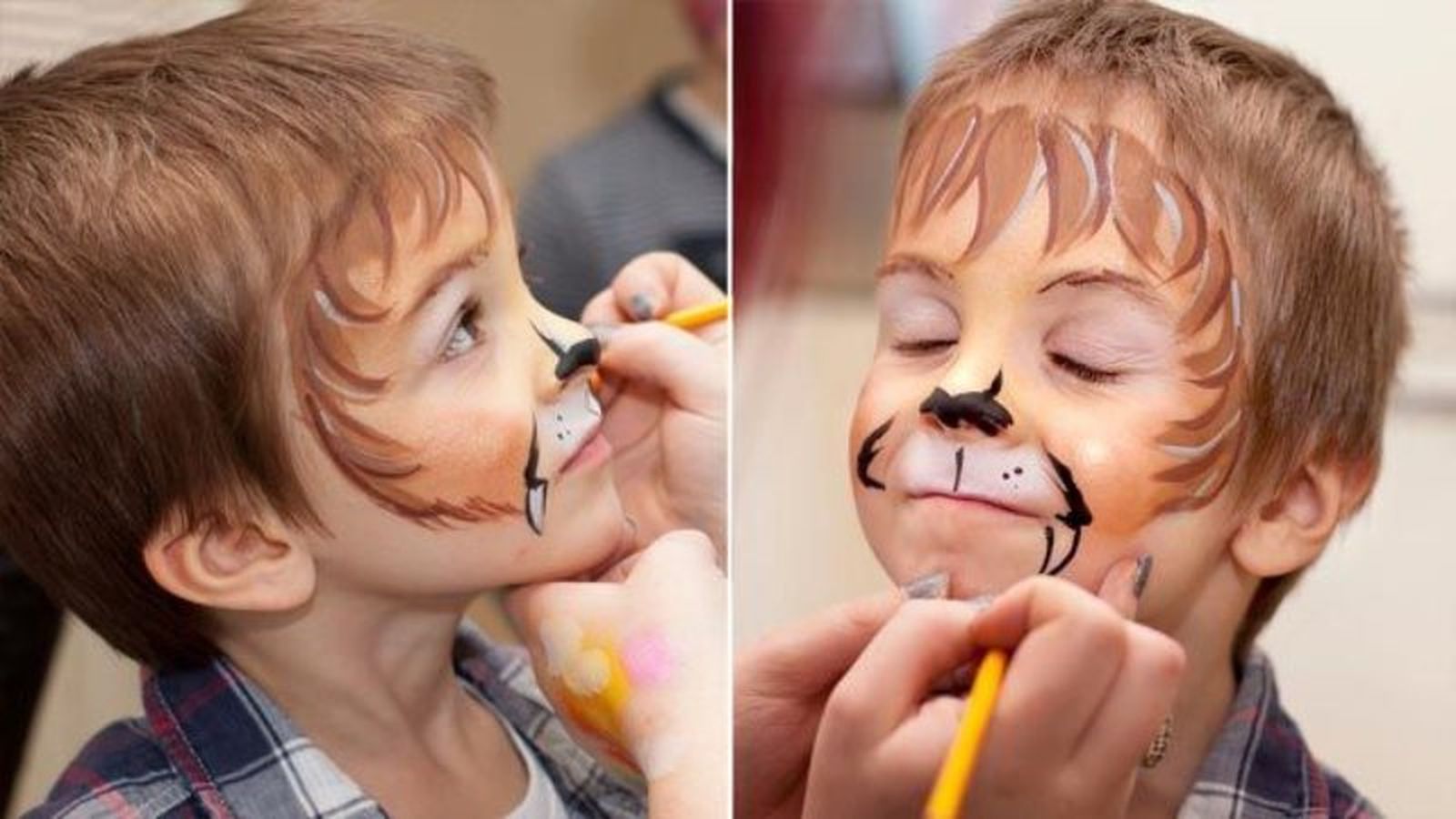 Maquillaje facial para niños de león Maquillaje facial para niños de león