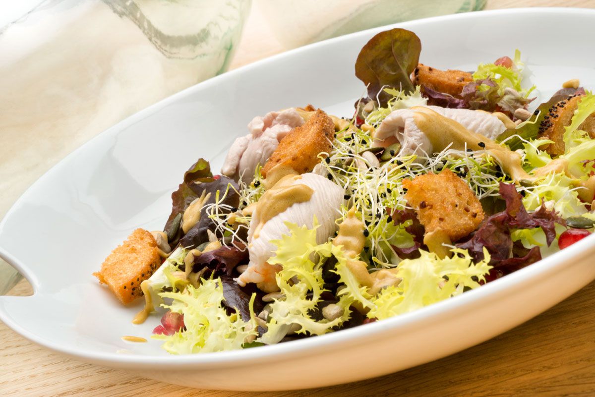 446 Ensalada templada mar y montaña con vinagreta de mostaza (5061)