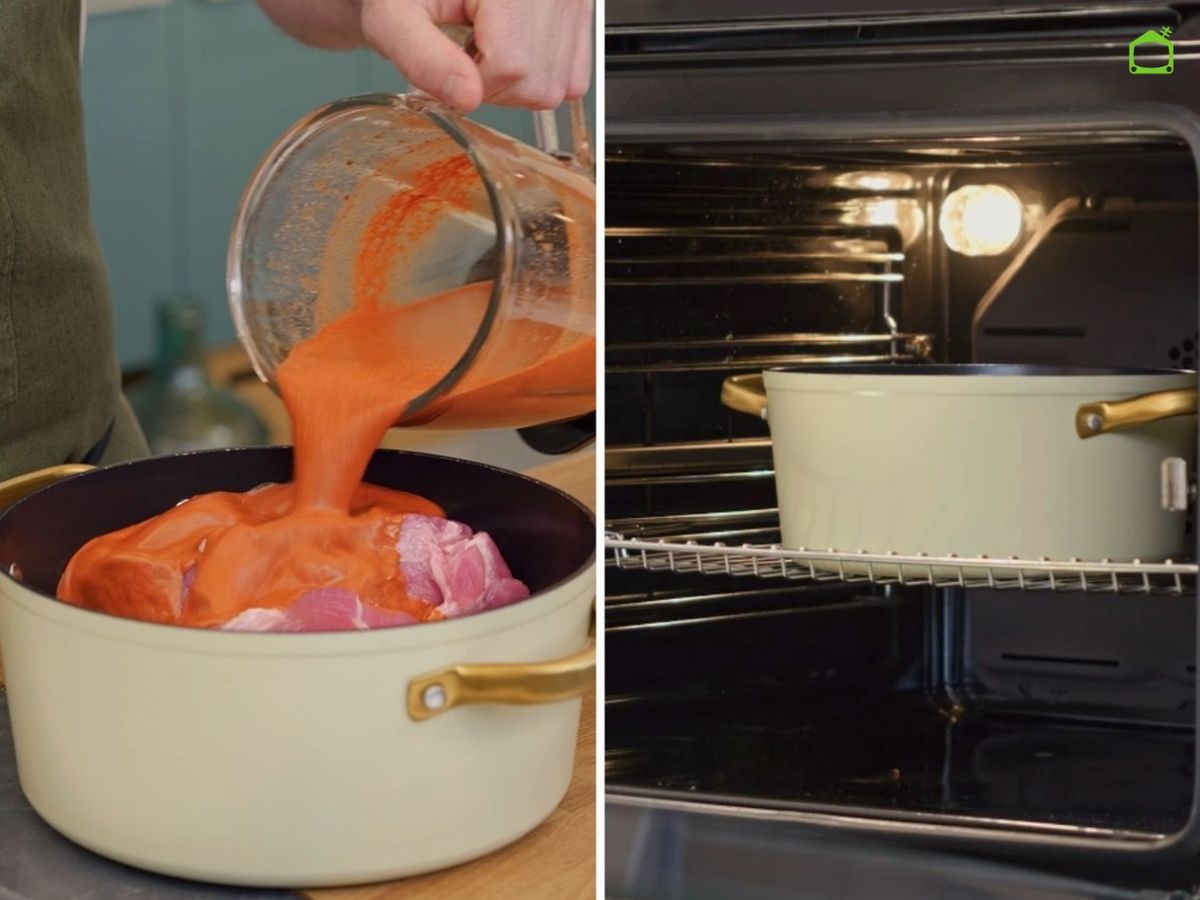 Deja marinar la carne y hornéala hasta que esté en su punto