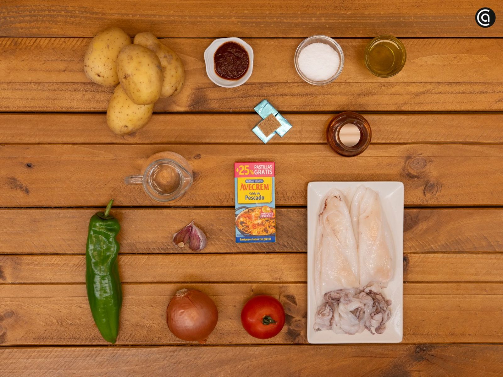 Calamares guisados con patatas - ingredientes Calamares guisados con patatas - ingredientes