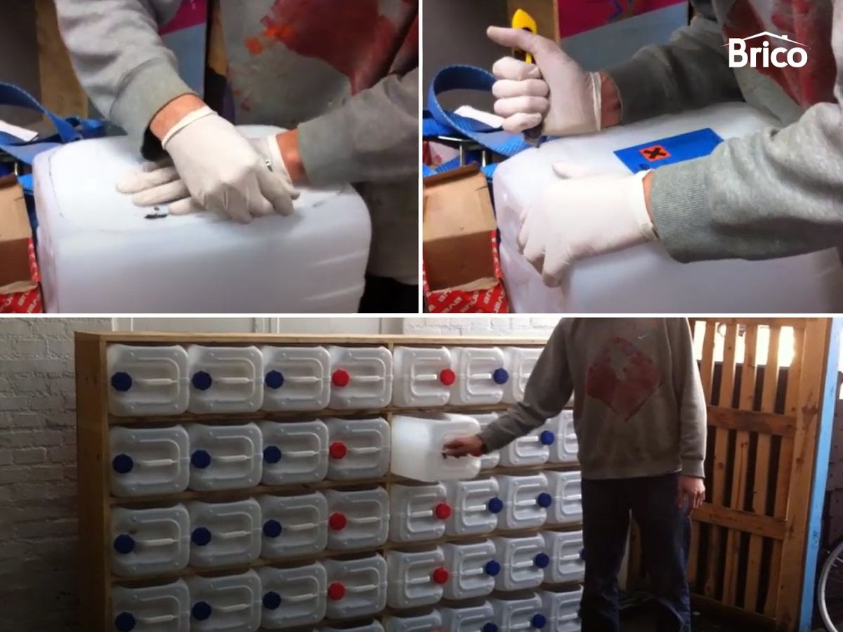 Pasos detallados para hacer la estantería con garrafas de plástico