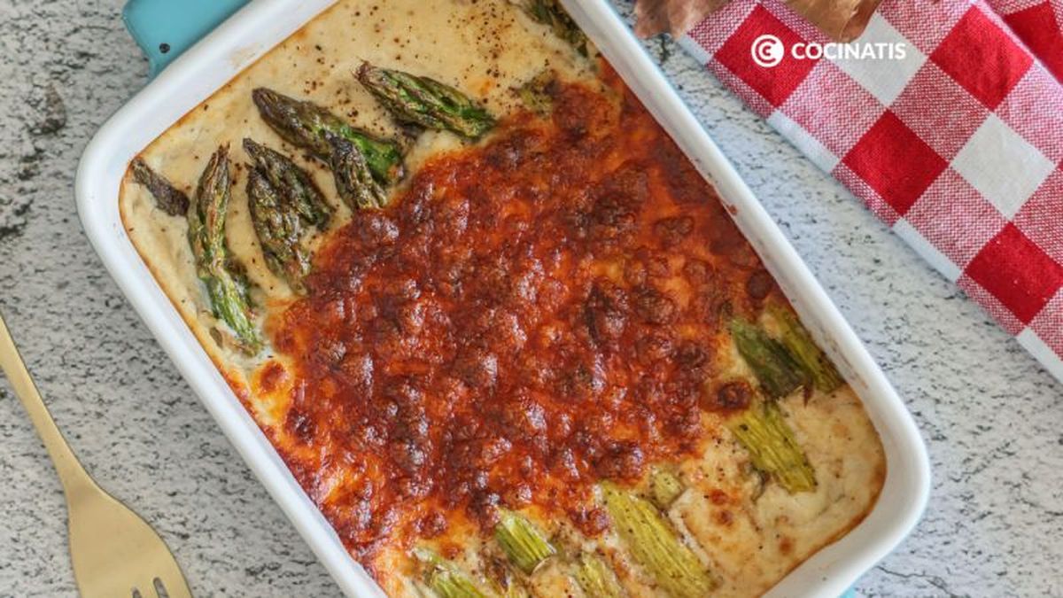 Espárragos al horno gratinados