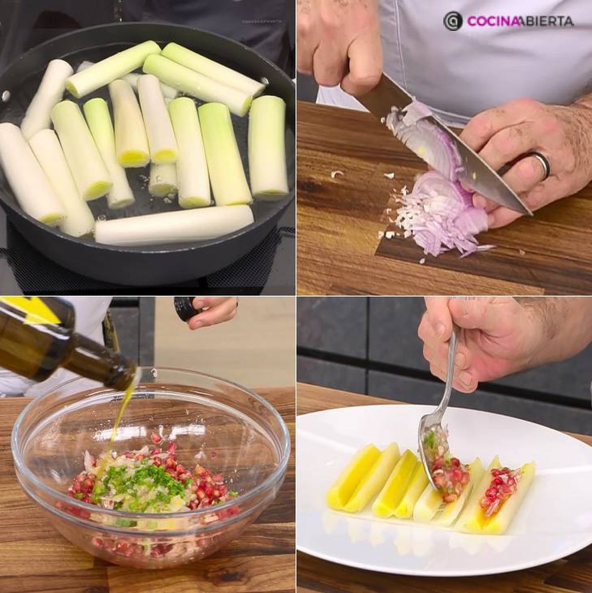 puerros vinagreta pasos