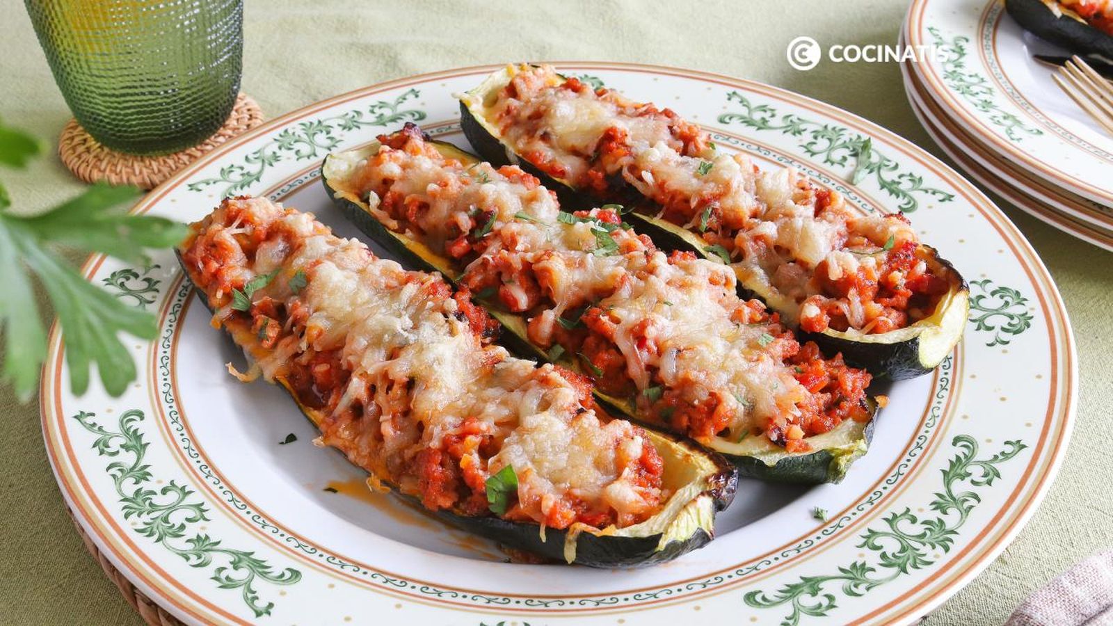 Calabacines rellenos de carne