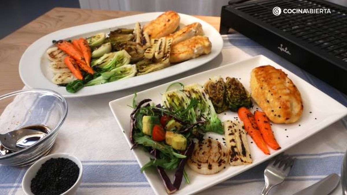 JATA Pollo brasa verduras barbacoa electrica