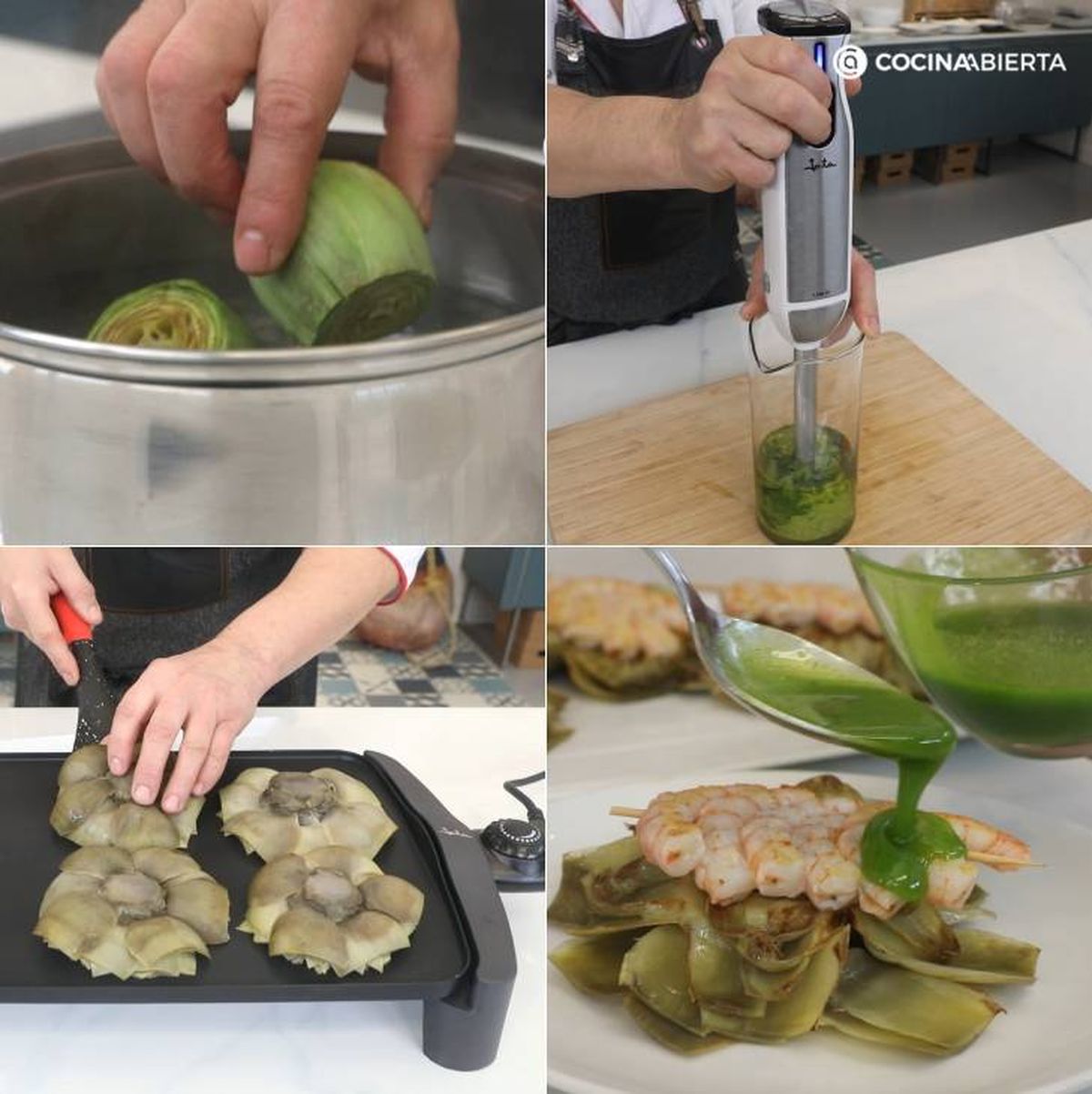 alcachofas plancha pasos