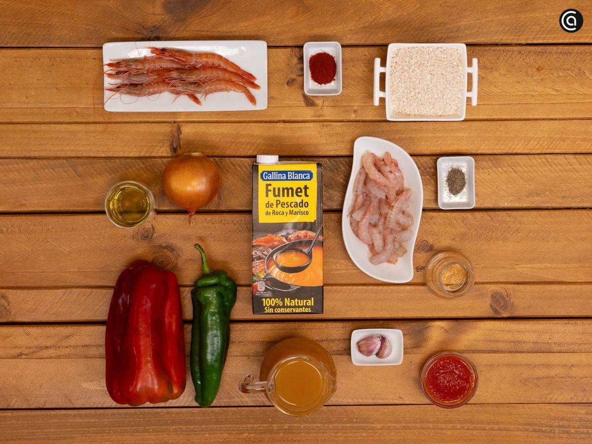 Arroz meloso con gambas - ingredientes