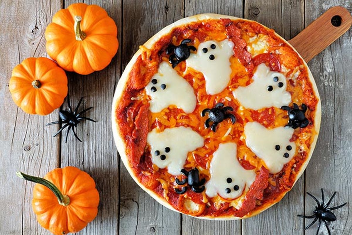 comidas halloween pizza fantasmas