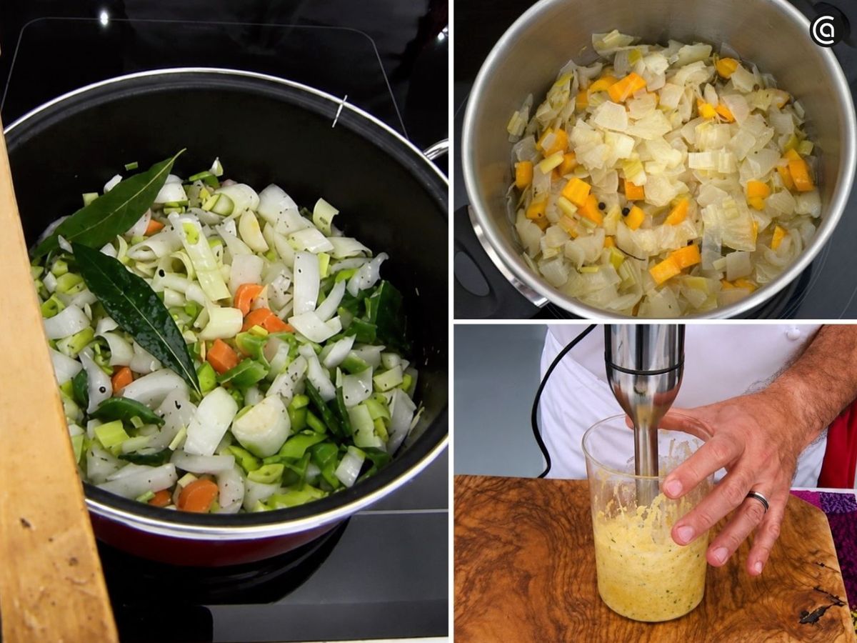 Prepara el escabeche y luego tritura las verduras