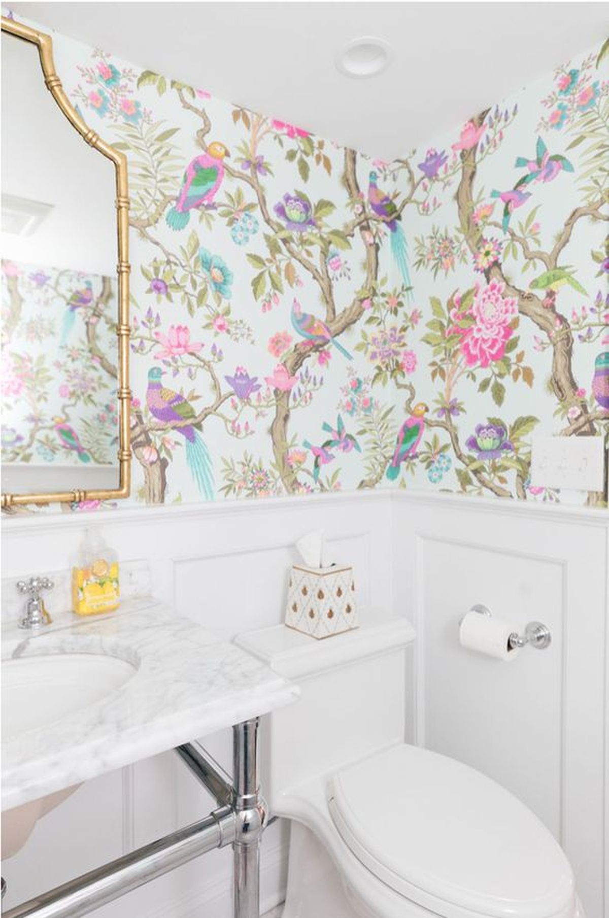 papel pintado bano animales aves