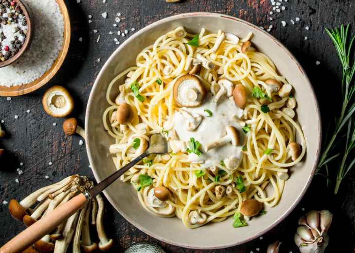 espaguetis champinones queso mascarpone