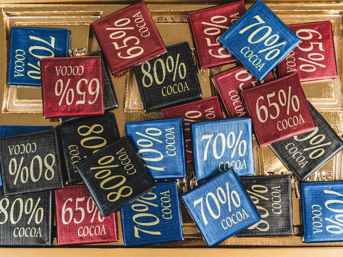 Un chocolate del 70 % contiene, como mínimo, un 70 % de materia procedente del cacao
