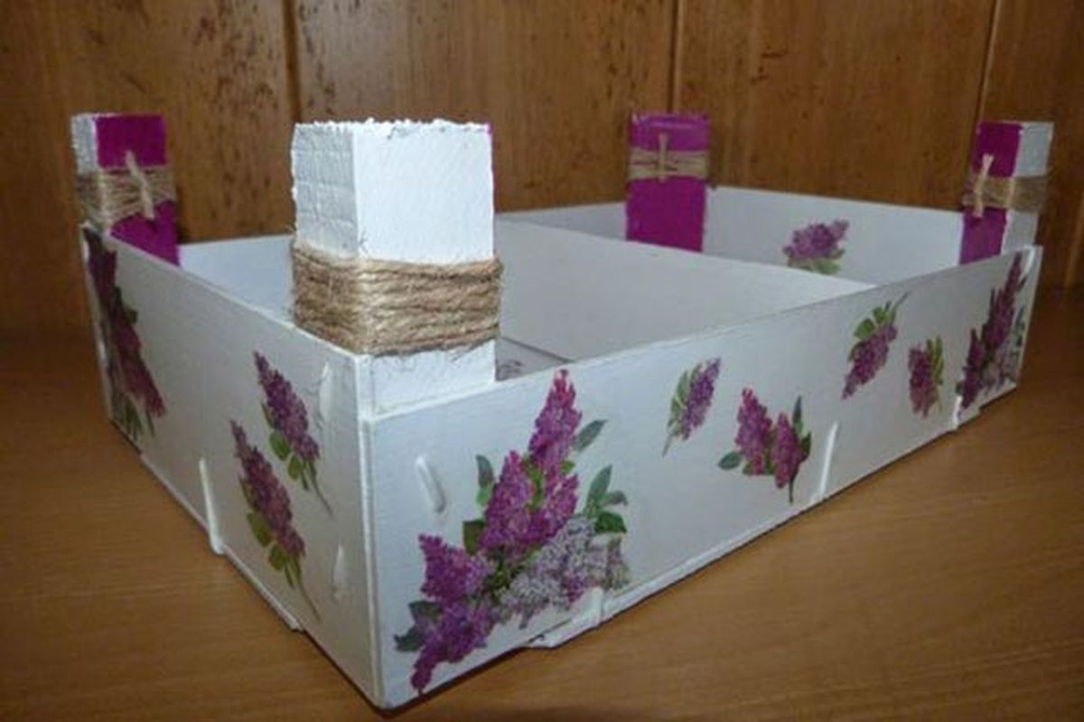 reciclar cajas fresas pintura y decoupage