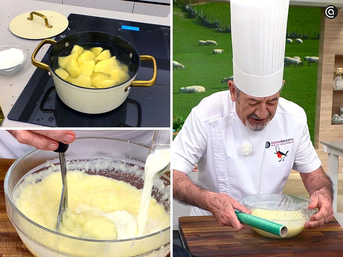 Prepara un puré de patata ligero para acompañar la suprema de atún