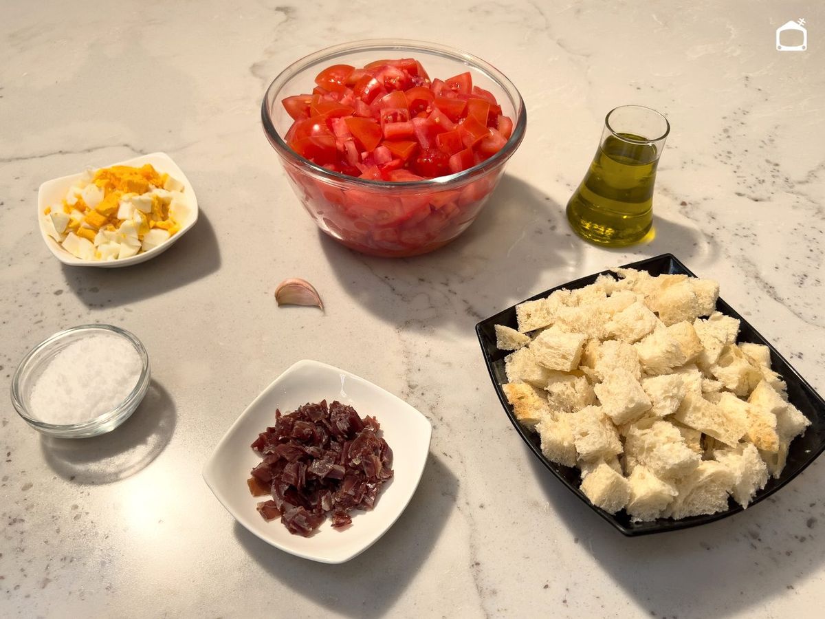 Ingredientes para hacer salmorejo cordobés de Joseba Arguiñano