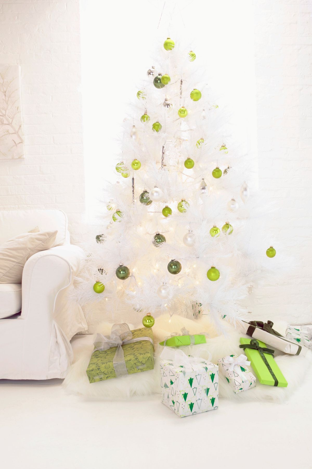 arbol blanco complementos verdes