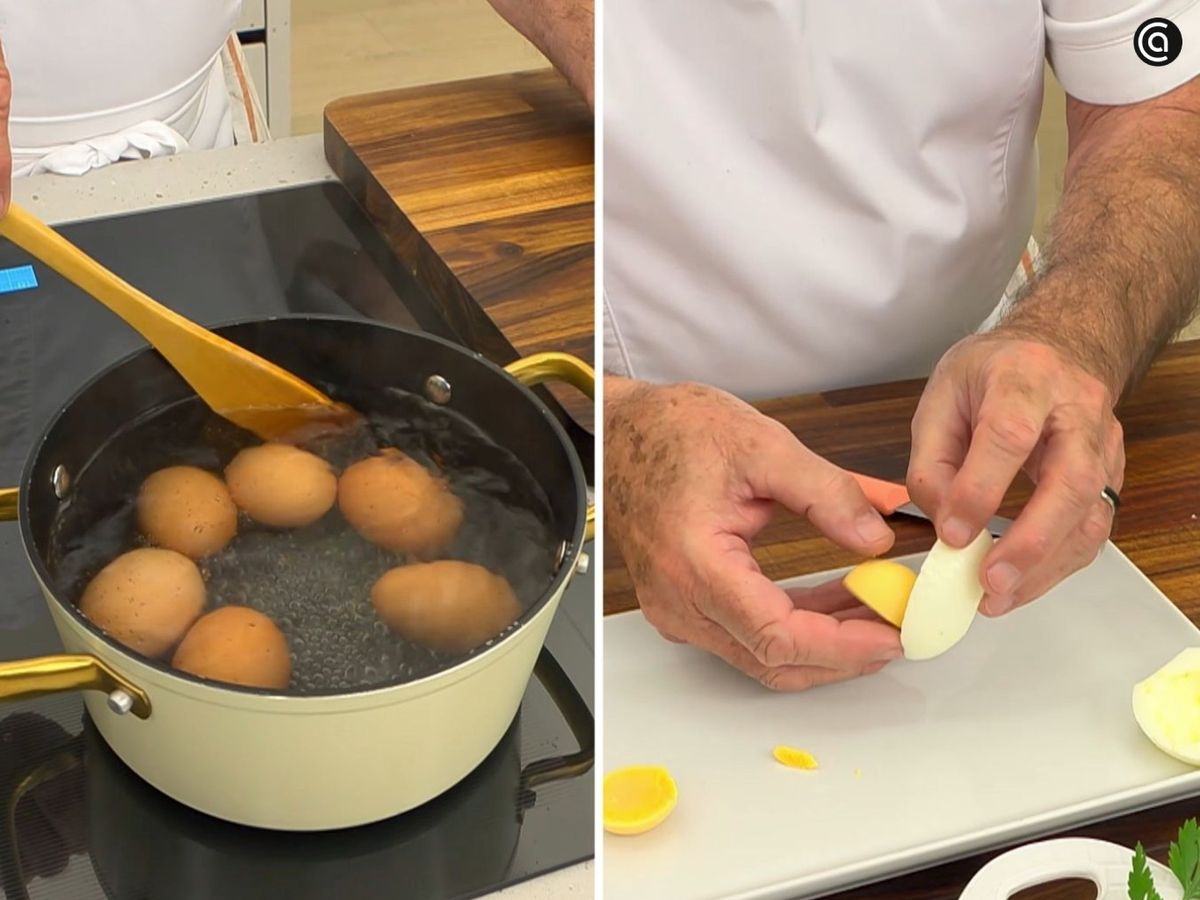 Cuece y pela los huevos, luego separa las yemas de las claras