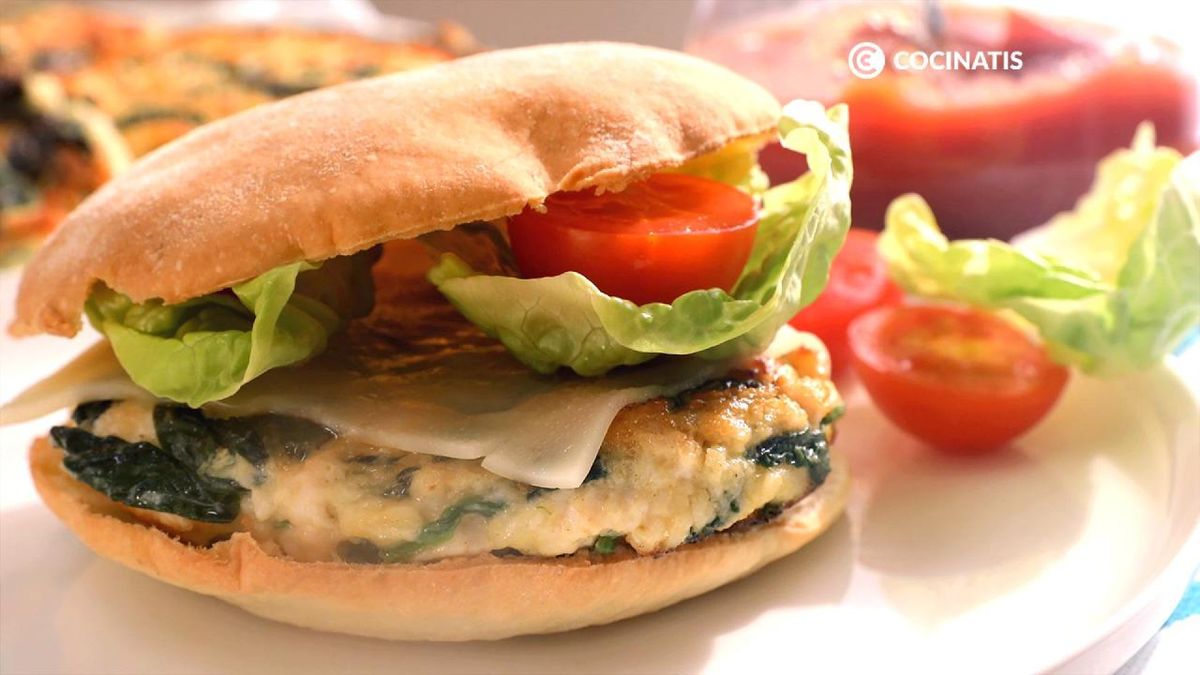 Receta de hamburguesa de pollo y espinacas