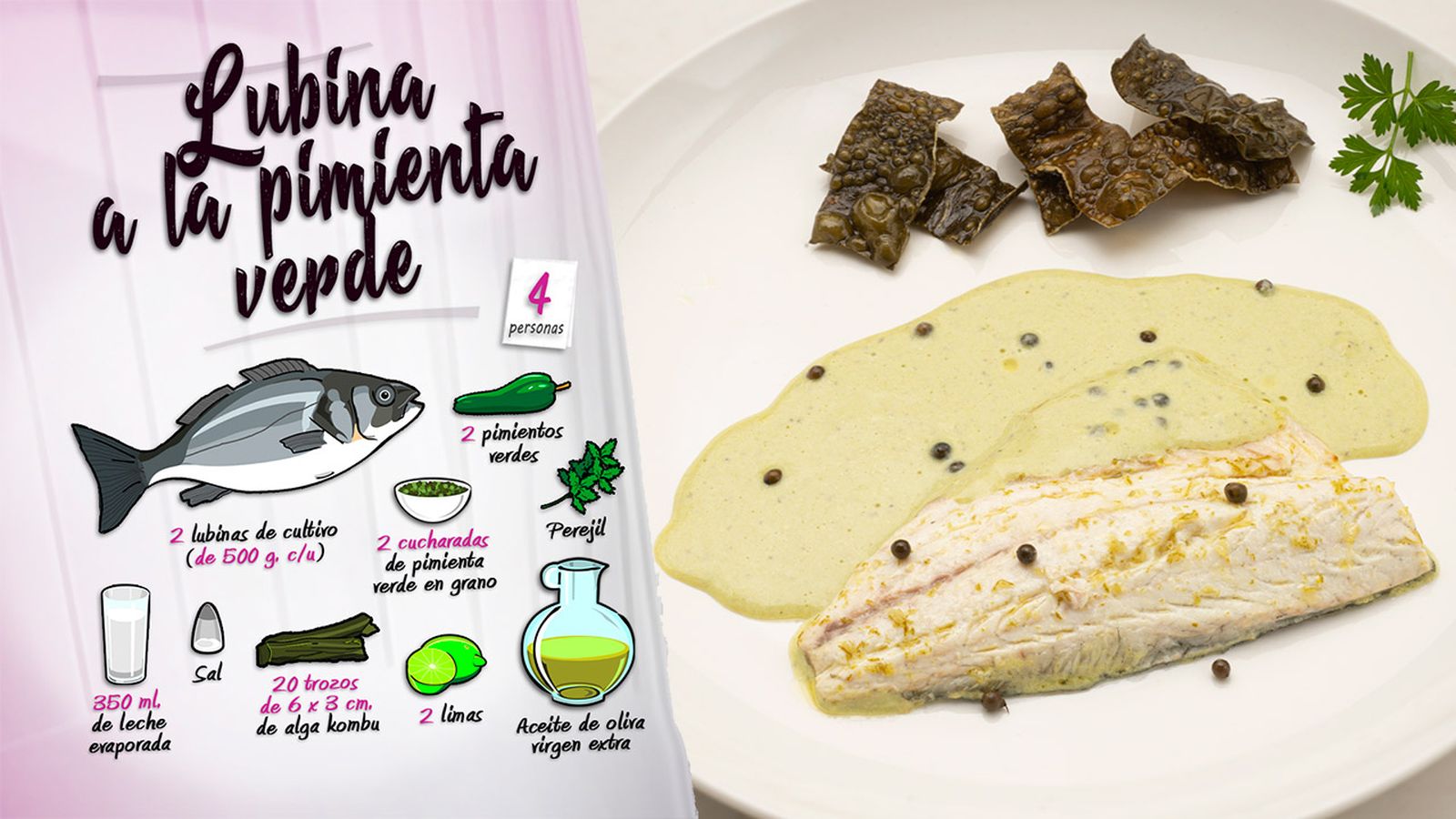 KARL66710320 lubina a la pimienta verde receta karlos arguinano ingredientes KARL66710320 lubina a la pimienta verde receta karlos arguinano ingredientes