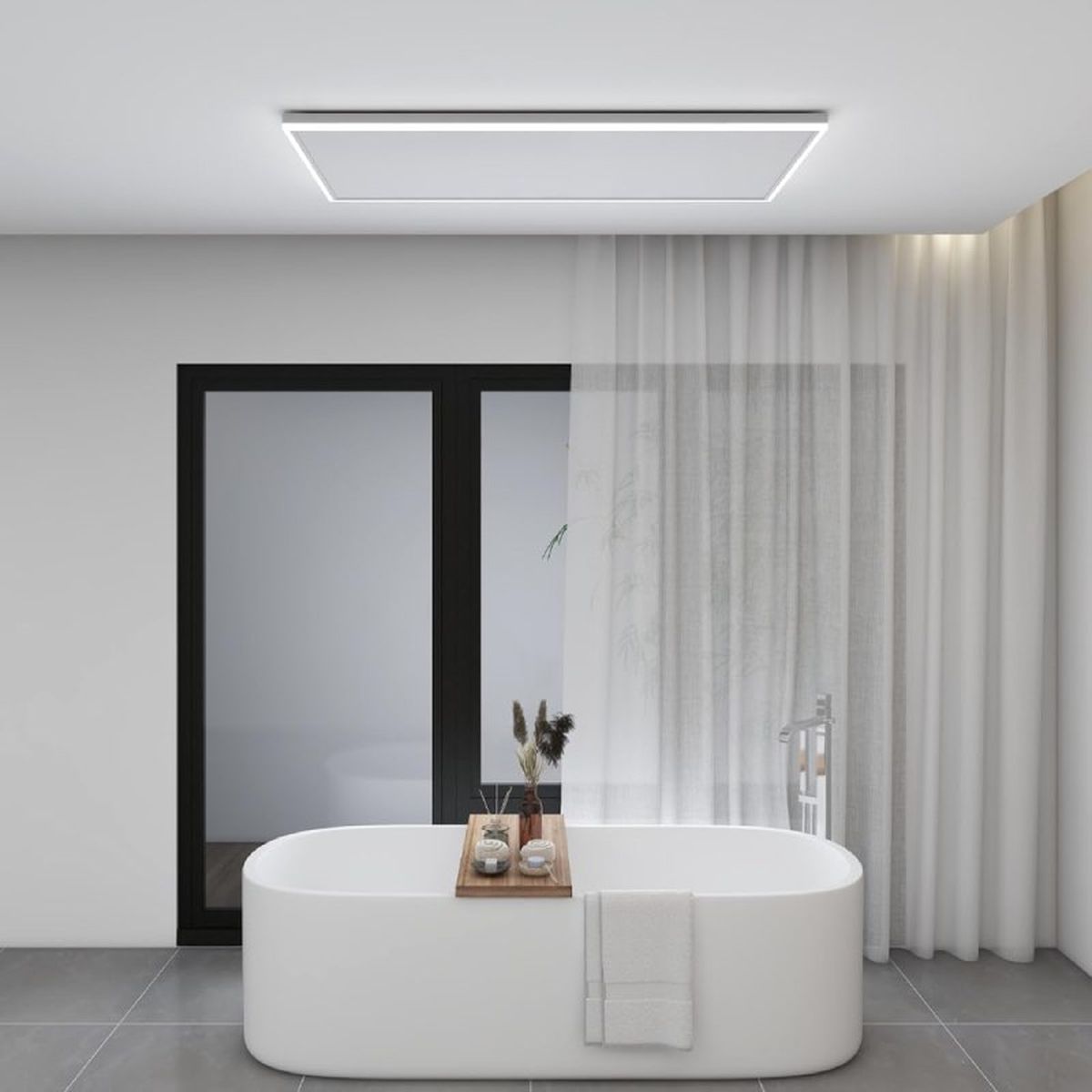 Una placa de calefacción infrarroja en el techo