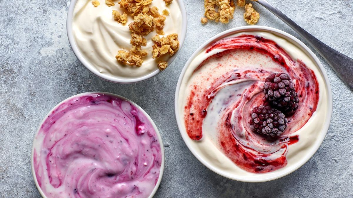 Yogur helado de diferentes sabores