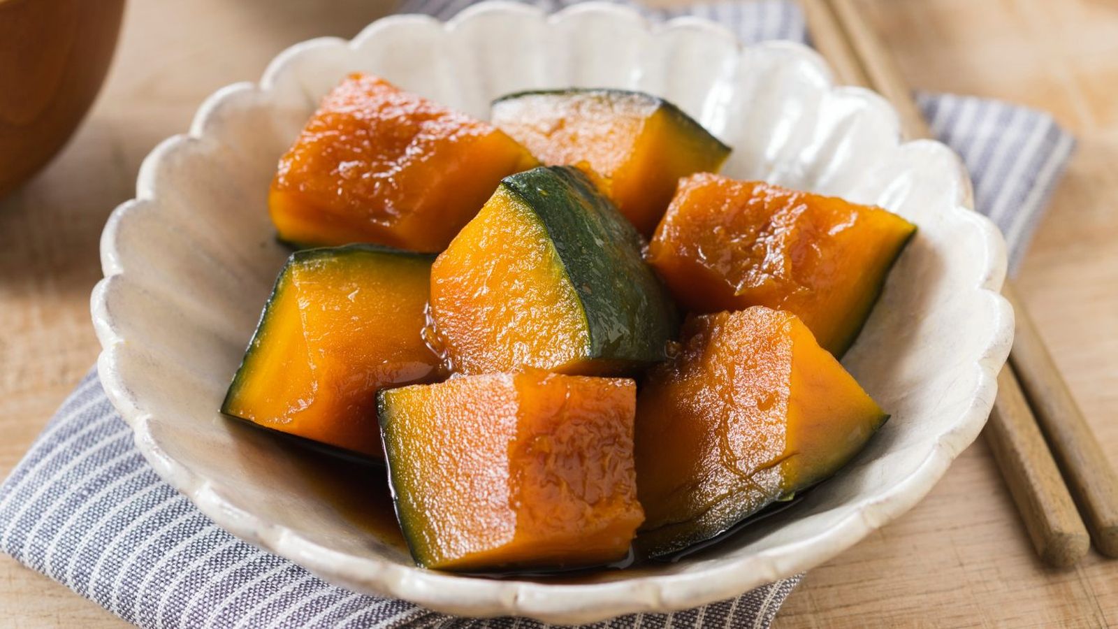 En Japón preparan kabocha no nimono, calabaza estofada en dashi