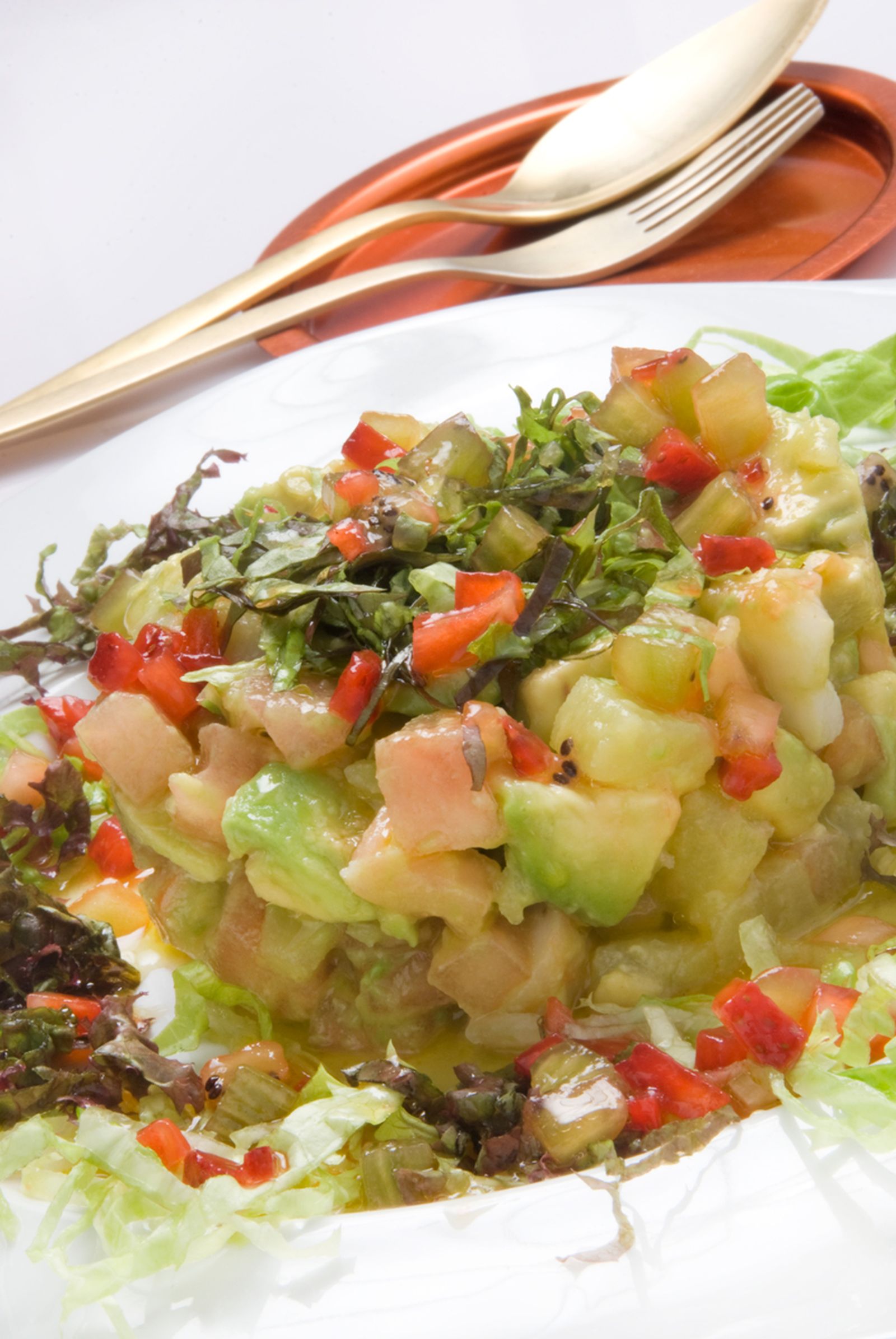 358A   Timbal de patata, langostinos, aguacate y tomate xl