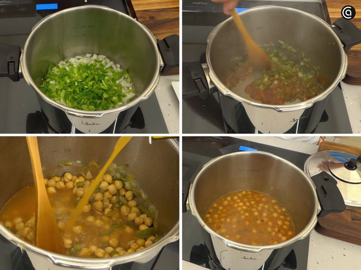 Cuece los garbanzos en la olla exprés
