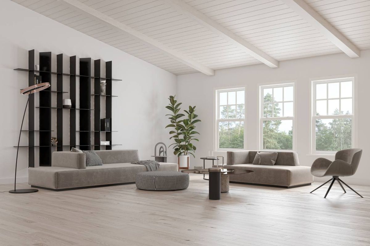 Salón rústico moderno.